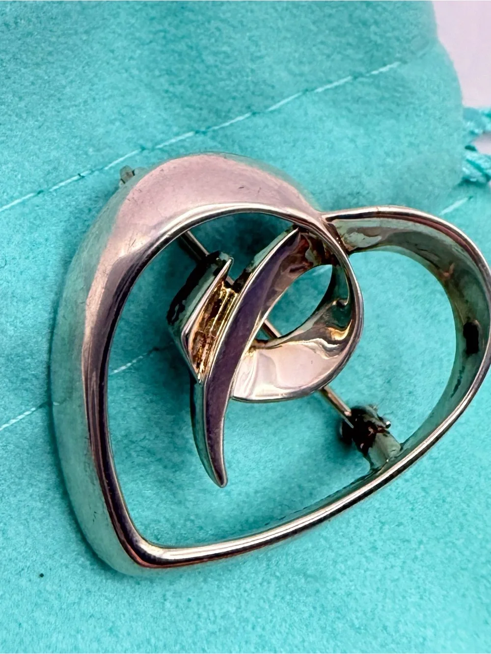 Tiffany & Co. Paloma Picasso 925 Sterling Silver Heart Pin Brooch 5.1g Vintage